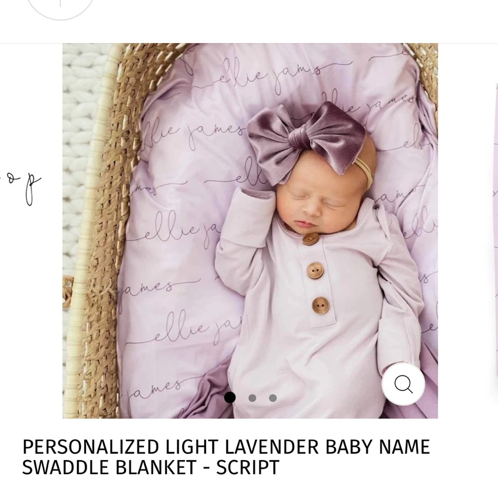 Caden Lane personalized baby name swaddle blanket light lavender